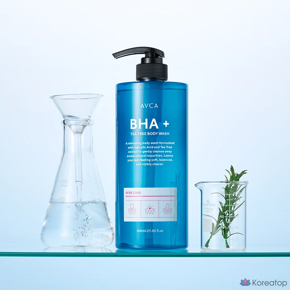 Гель для душа AVCA Baha Plus с маслом чайного дерева для ухода за кожей при акне, 1 шт., 800 мл