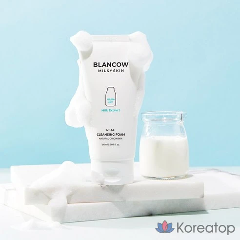 BLANCOW Очищающая пенка для лица с пептидами Milky Skin Milk Extract Real Cleansing Foam, 150 мл, 2 шт.