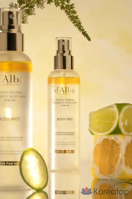 Ароматическая сыворотка-спрей для тела d'Alba с белым трюфелем 180 мл + балансирующий веганский гель для умывания 3 мл x 3 шт., 1 упаковка