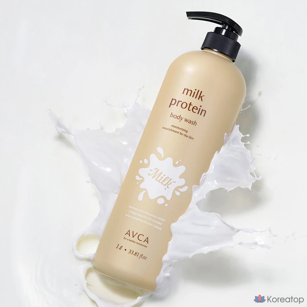 Гель для душа AVCA с козьим молоком и молочным протеином, аромат детской присыпки, 1 л, 1 шт.