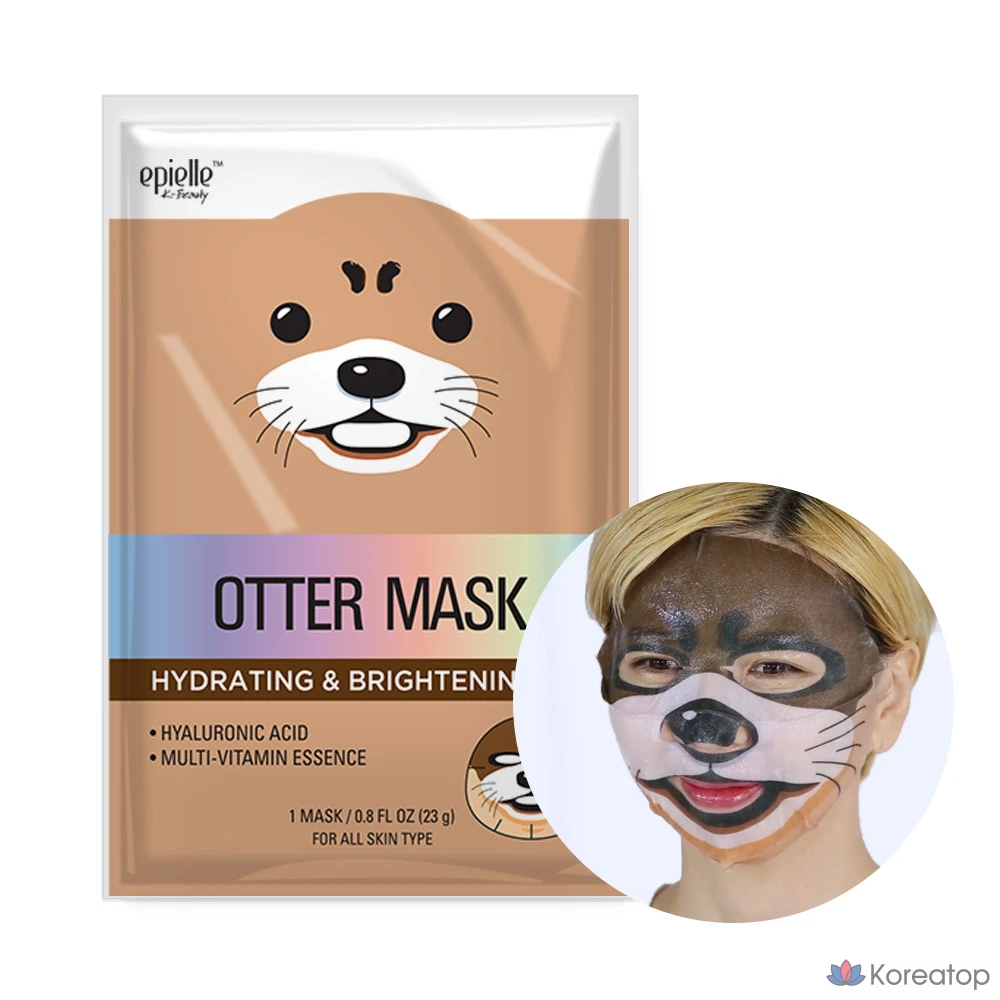 Набор из 12 тканевых масок Epielle Moisture & Tone-Up Otter Animal Character Mask Pack, 12 штук., фото 3
