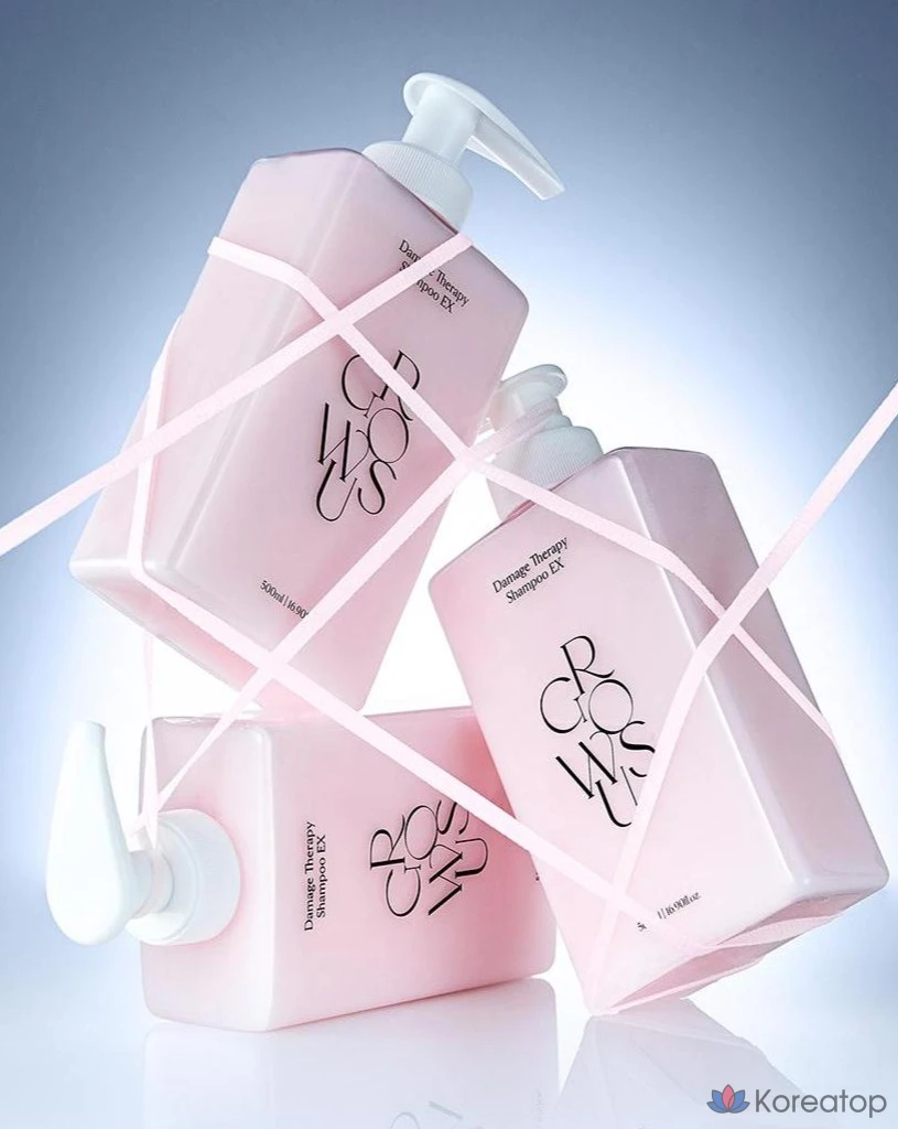 Шампунь Growus Damage Therapy с ароматом розы, 500 мл, 1 упаковка.