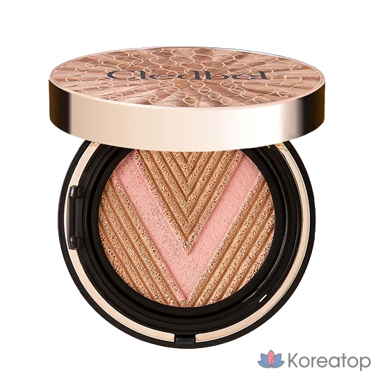 Clédbel Glow Power Lift V Cushion 13 г, набор сменных блоков, № 23 Натуральное золото Бежевый, Розовое золото, 1 шт., фото 3