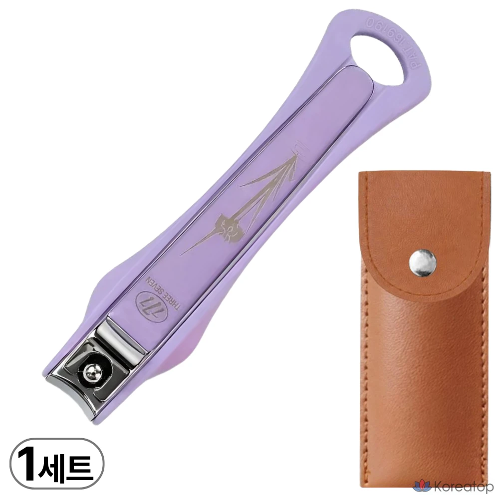 Набор для ухода Three Seven 777 Large Toenail Clipper N-211SEM + Portable Pouch, оттенок Violet/Pouch Brown, 1 шт.