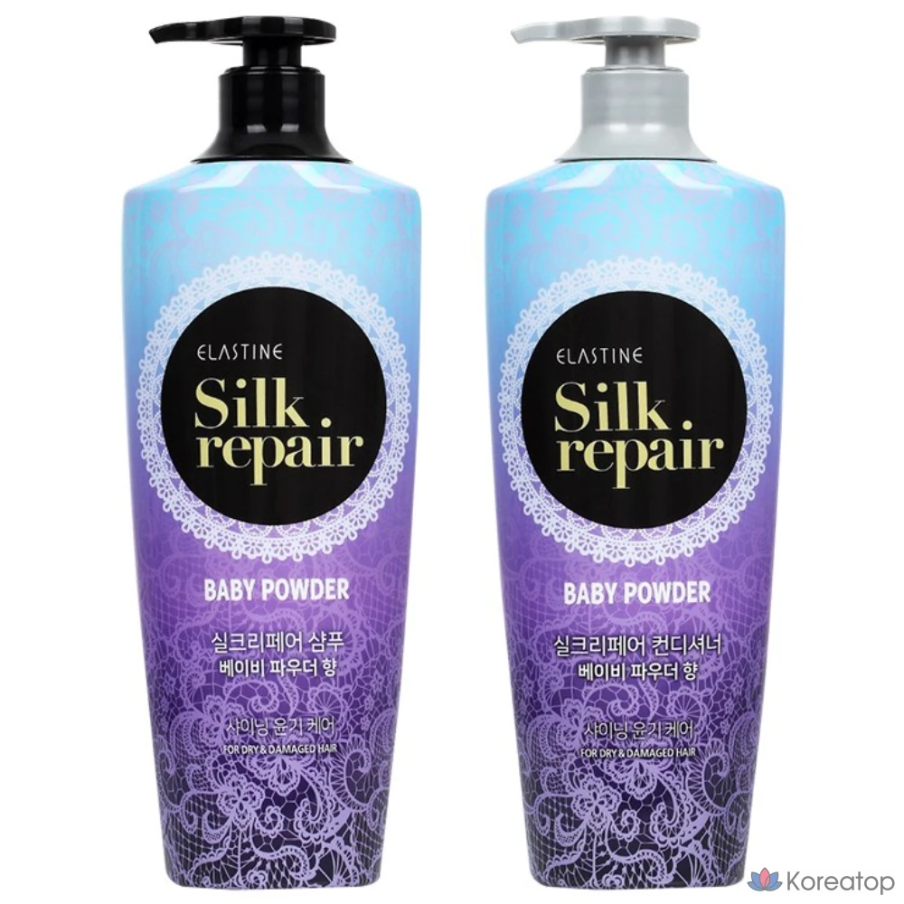 Шампунь-пудра Elastine Silk Repair для восстановления волос, 550 мл, кондиционер, 550 мл, 1 комплект.