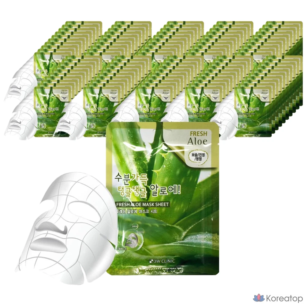 Тканевые маски для лица 3W Clinic, 1 коробка (600 шт.), 600 штук, 1 упаковка