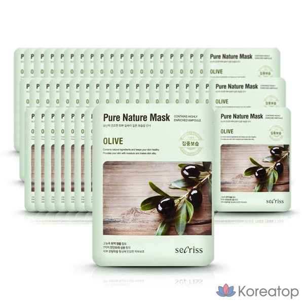 Anskin набор масок Secret Pure Nature, оливковый цвет, 25 мл, 60 листов, 1 упаковка, 60 штук