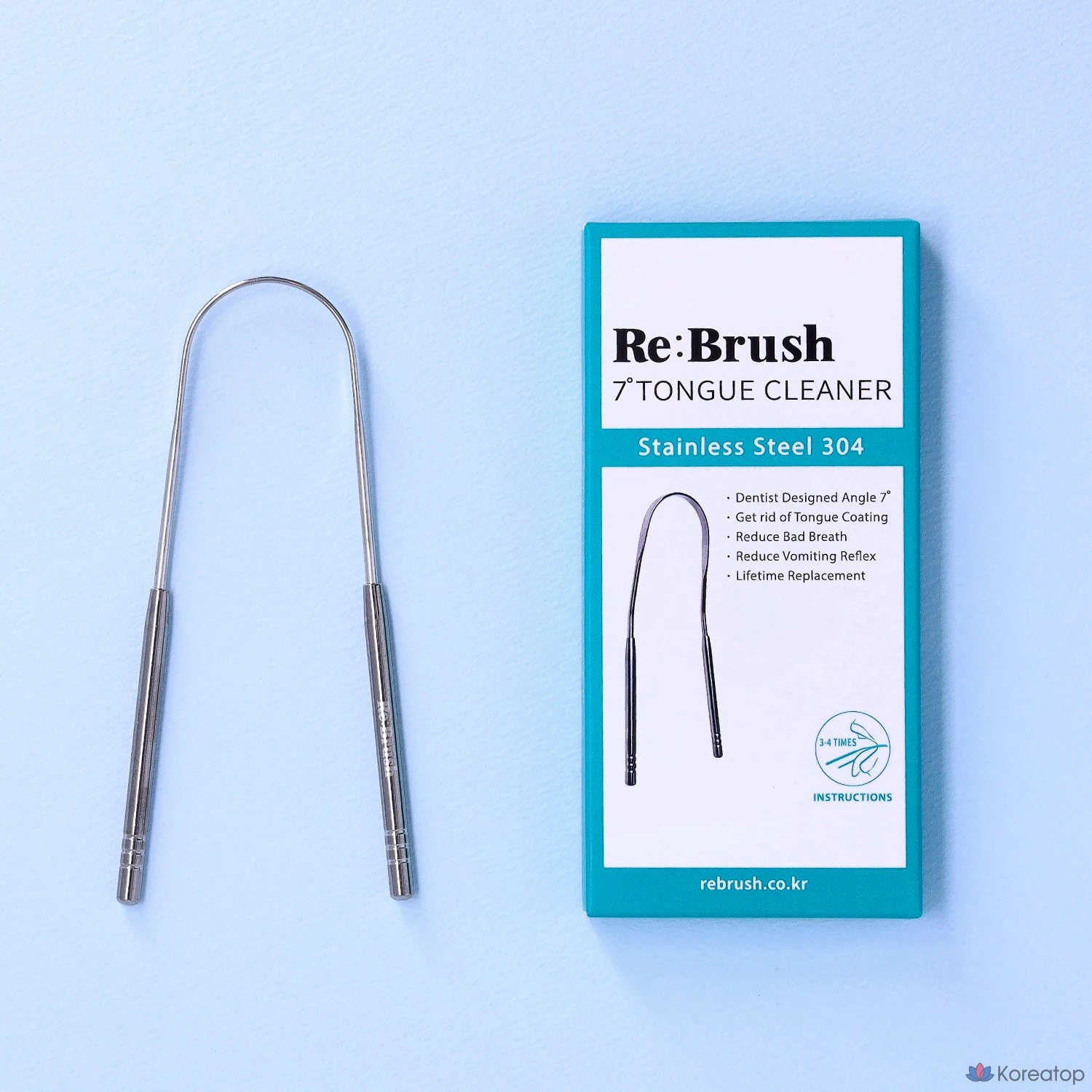 Средство для очищения языка Re:Brush Stainless Steel 7 Degree Tongue Cleaner, 30 г, 1 шт.