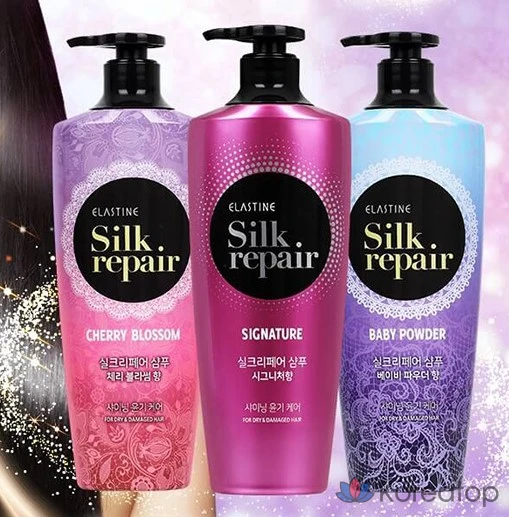 Набор из 2 флаконов шампуня Elastine Silk Repair 550 мл и кондиционера 550 мл (с ароматом детской присыпки), 1 шт.