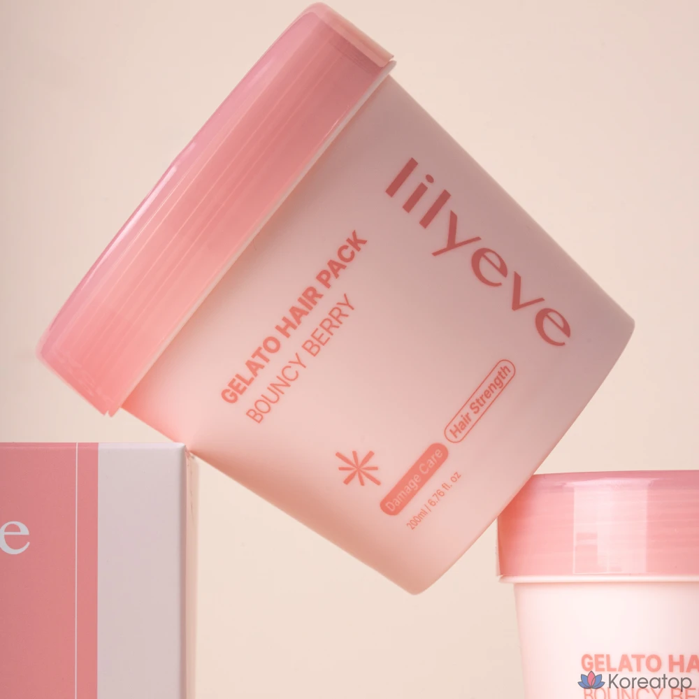 Восстанавливающая маска для волос Lilyeve Repair Gelato Hair Pack Bouncy Berry с высокой концентрацией протеина для поврежденных волос, содержит экстракт морских водорослей, 1 шт., 200 мл