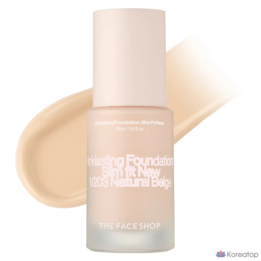 Тональный крем The Face Shop Ink Lasting Foundation Slim Fit New, 15 мл, V203 Natural Beige, 1 шт.