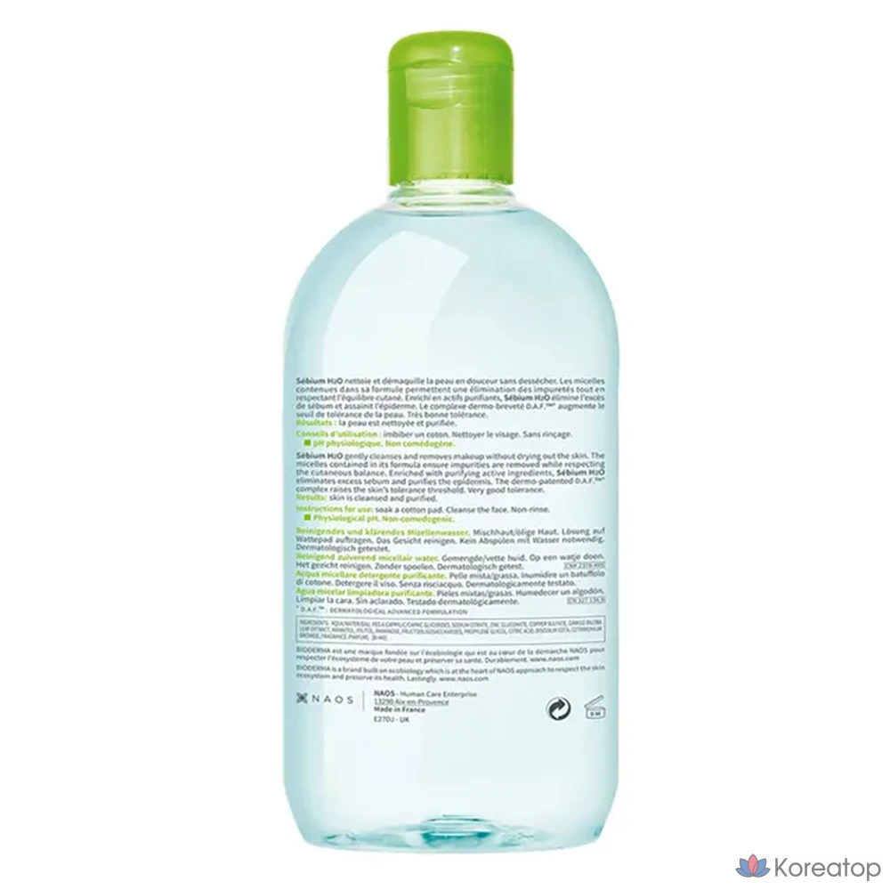 Очищающая мицеллярная вода Bioderma Sebium H2O, 500 мл, 1 флакон