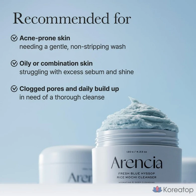 Очищающее средство Arencia Fresh Tteok-Soap Fresh Blue Hyssop Rice Mochi Cleanser, 120 г, 1 шт.