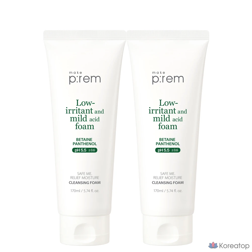 Очищающая пенка для лица MAKE P:REM Safe Me Relief Moisture Cleansing Foam, 170 мл, 2 комплекта, 190 мл