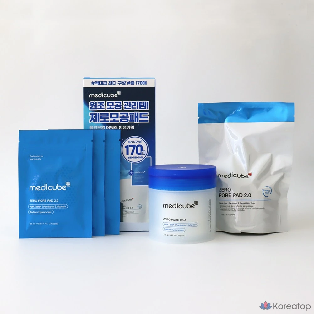 Medicube Zero Pore Pad 2.0, 170 листов (основной продукт 70 листов + сменный блок 70 листов + дополнительные 30 листов), 1 шт., 170 листов