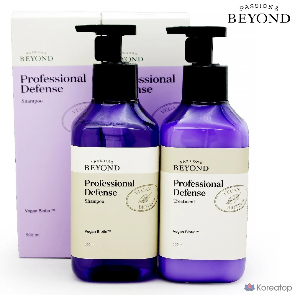 Шампунь BEYOND Professional Defense 500 мл + средство для ухода 500 мл, средство от выпадения волос, освежающий ежедневный уход за нормальной кожей головы, ягодный аромат, 1 комплект