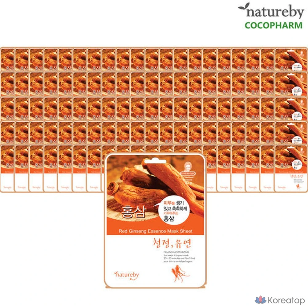 Маска-эссенция Natureby с красным женьшенем, 100 листов, 1 упаковка.