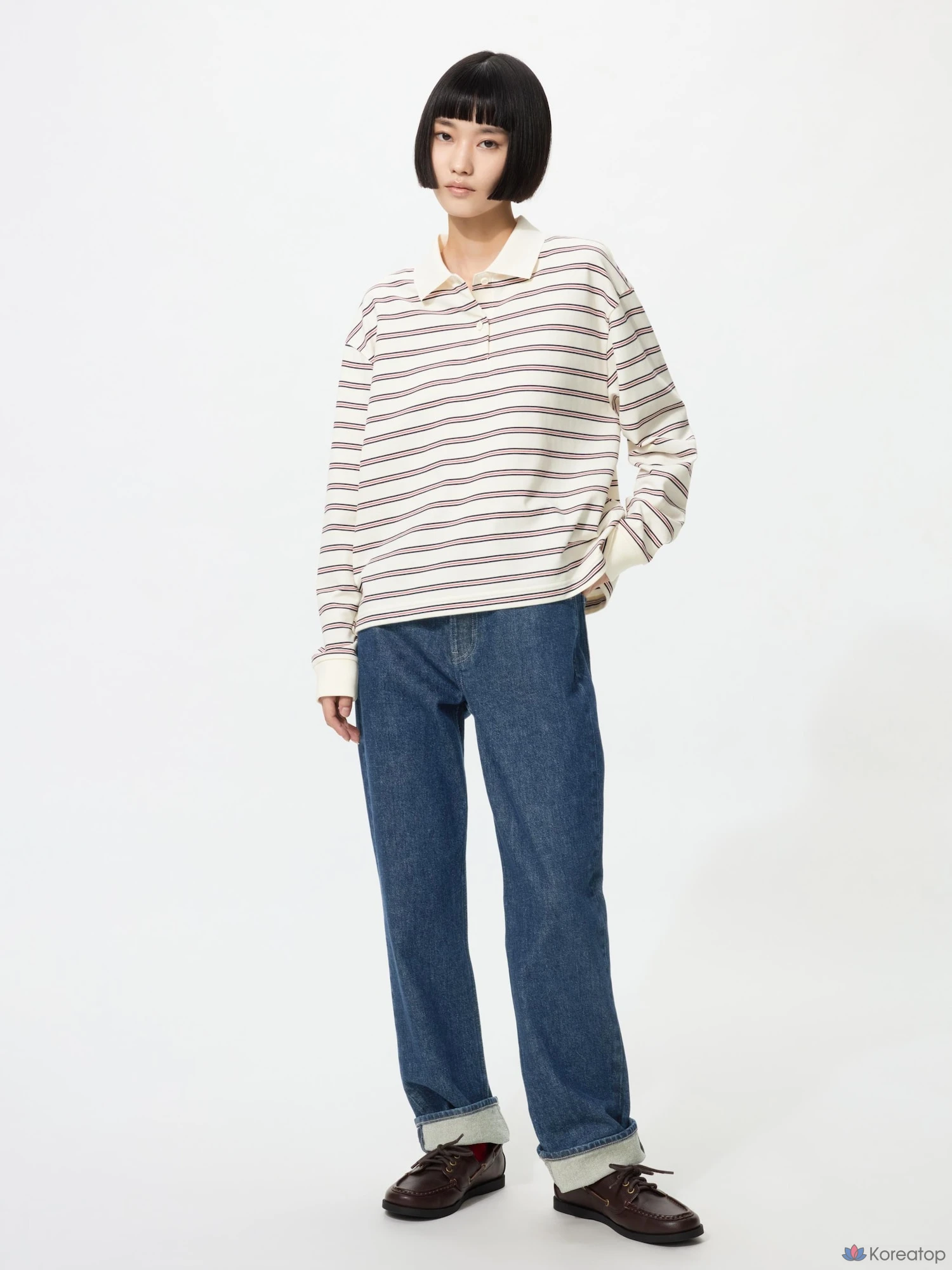 Рубашка поло Uniqlo Striped Polo Shirt Long Sleeve A