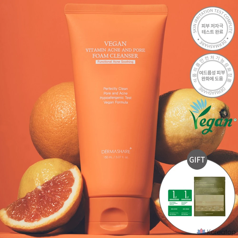 Очищающая пенка для лица Dermashare Vegan Vitamin Acne & Pore Deep Foam Cleanser, 1 шт., 150 мл