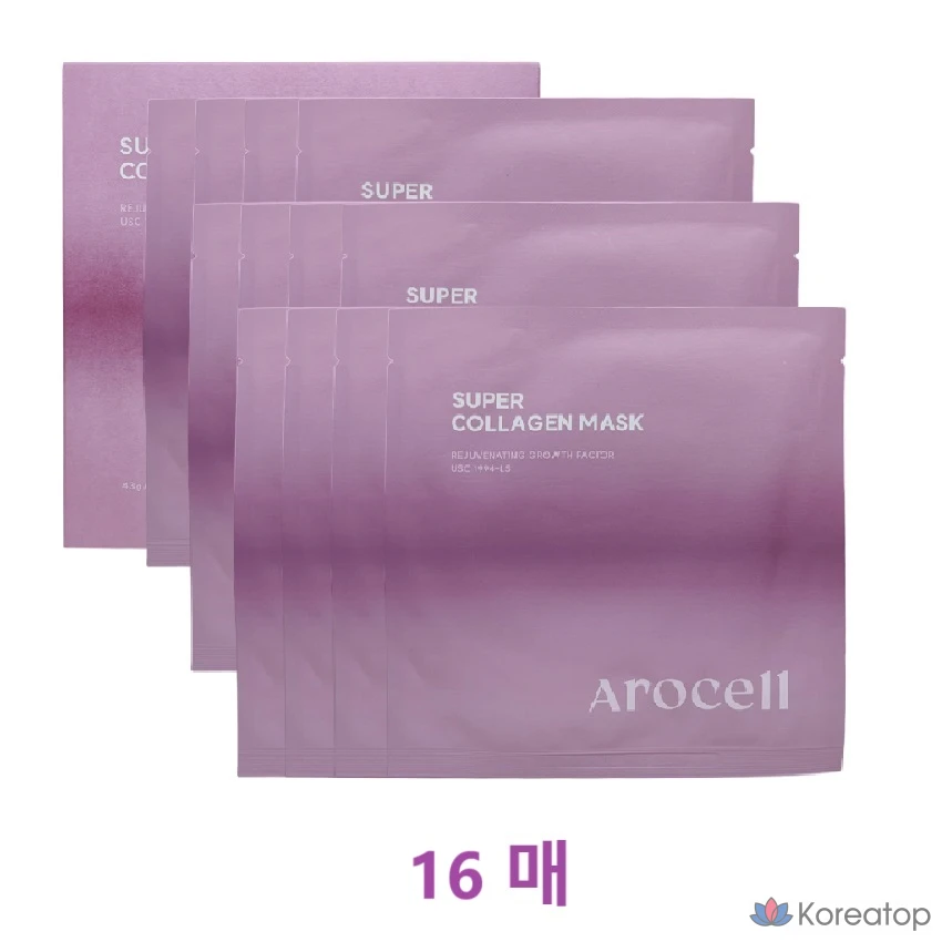 Arocell Суперсиловая маска EX с коллагеном, раствором для культивирования стволовых клеток пуповинной крови человека, тканевая маска/упаковка, 4 штуки, 4 штуки