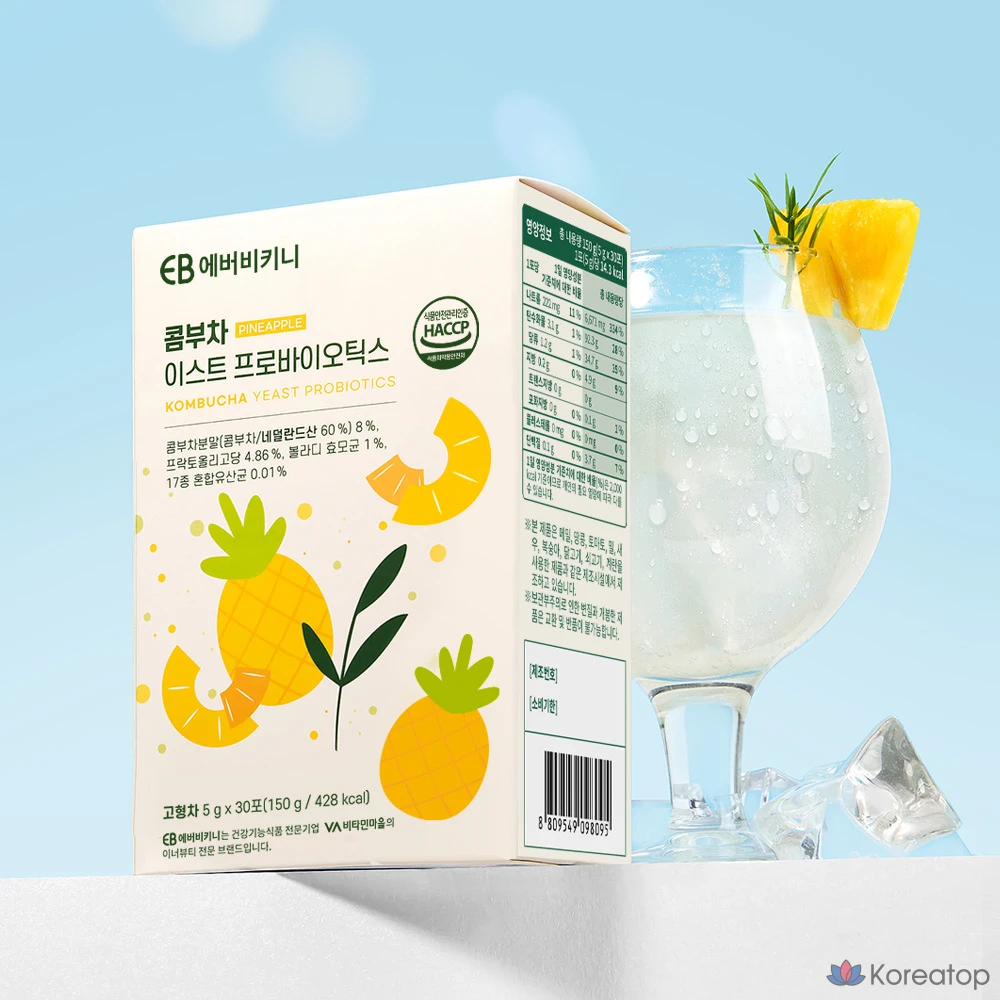 Порошок EverBikini Kombucha East Probiotics Pineapple Flavor, 150 г, 30 шт.