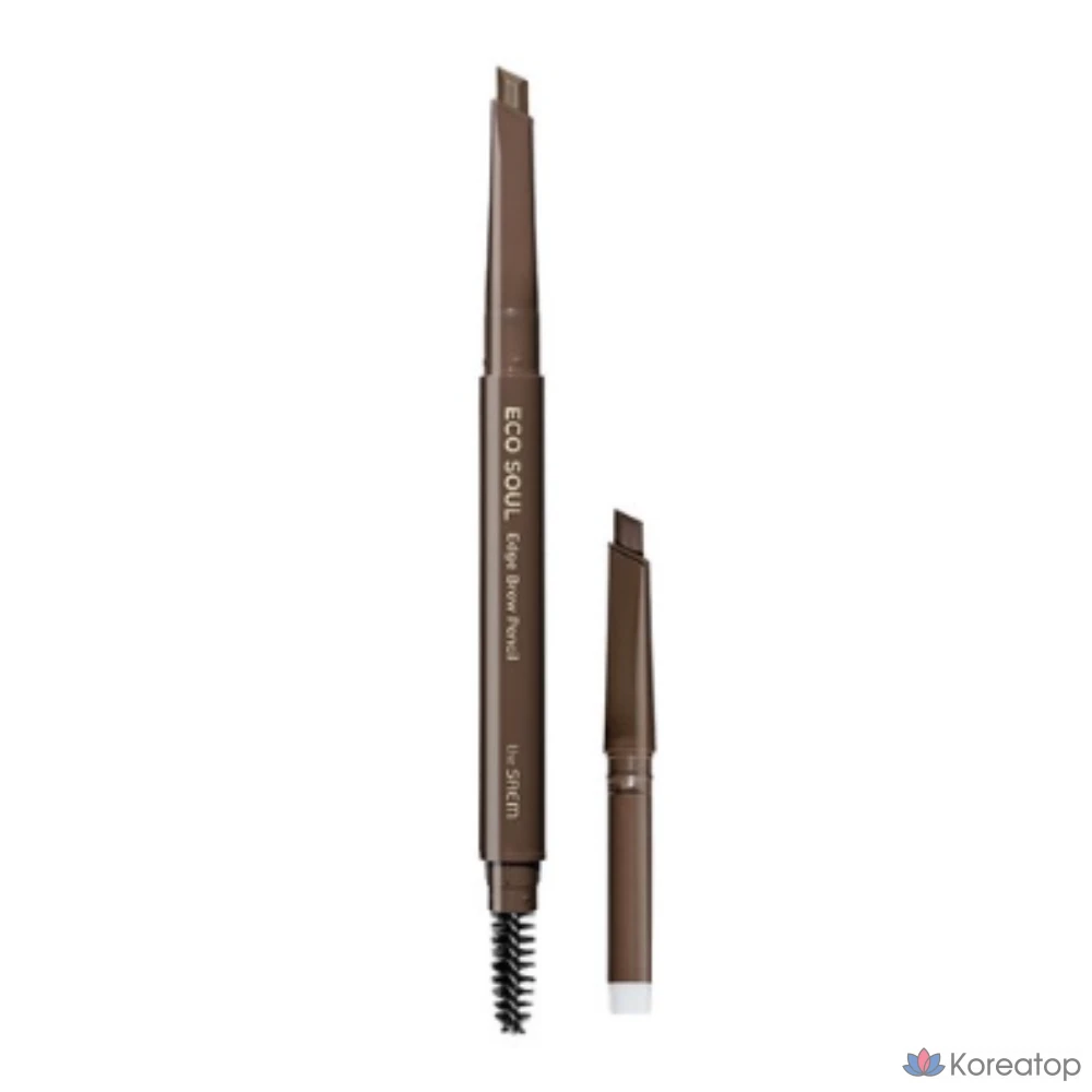 Набор карандашей для бровей The Saem Eco Soul Edge Brow Pencil + сменный блок, оттенок 02 (темно-коричневый), 1 шт.