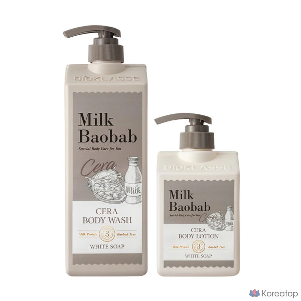 Гель для душа Sera 1,2 л + Лосьон для тела 600 мл, белое мыло, с низким содержанием раздражающих веществ, с отдушкой, 1 комплект