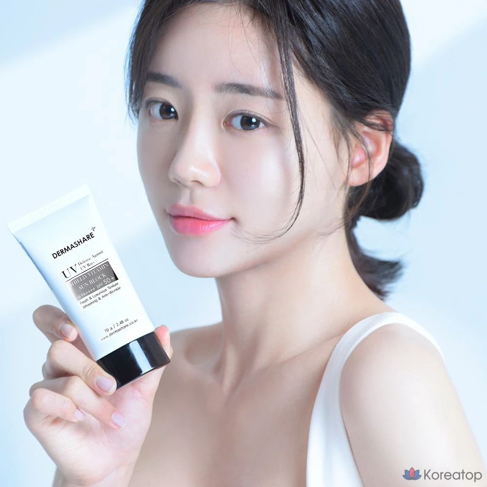 Солнцезащитный крем Dermashare UV Shield Vitamin Tone-Up Sunblock SPF50+ PA++++, 70 г, 1 шт.