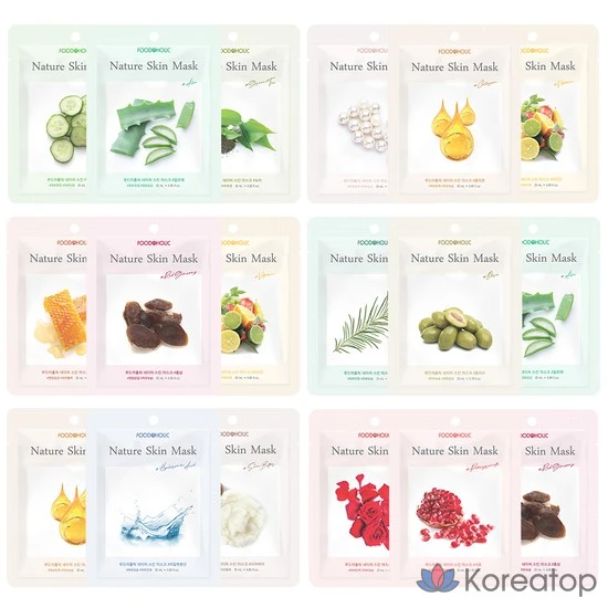 Набор натуральных масок для лица, Увлажняющие (роза, гранат, красный женьшень), 60 штук.