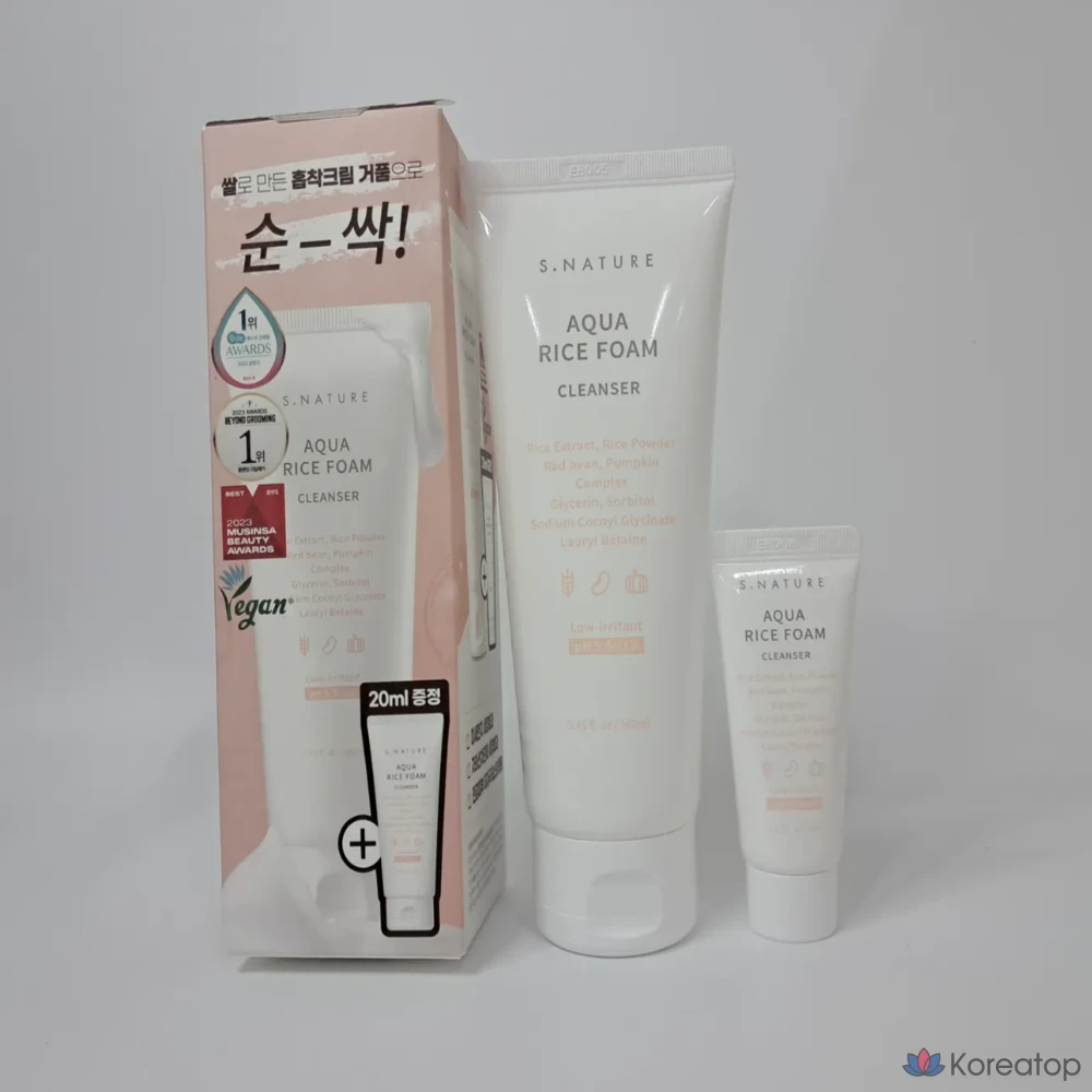 Очищающая пенка для лица S.NATURE Aqua Rice с мягкой кислотностью, 1 шт., 180 мл