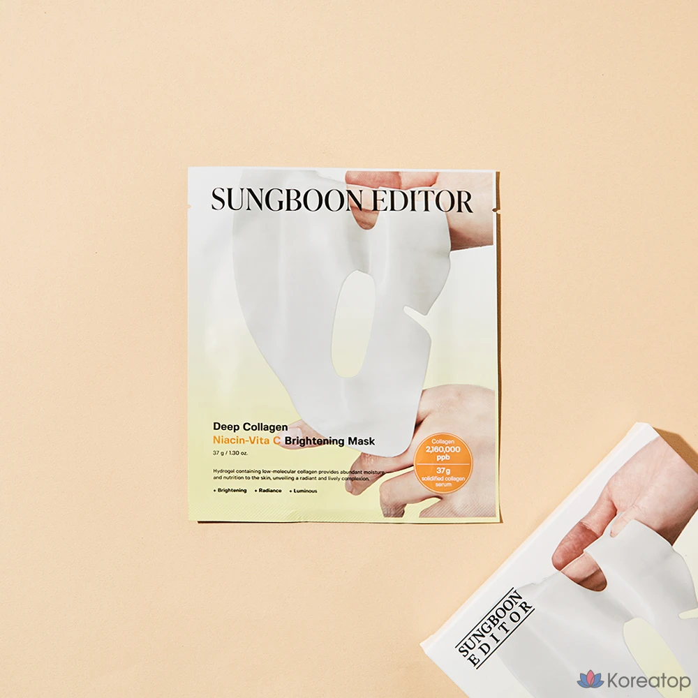 Тканевая маска для лица Sungboon Editor Deep Collagen Niacin Vita C Brightening Mask, 37 г, 16 шт., фото 4