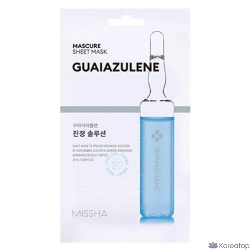 Тканевая маска для лица Missha Mascure Soothing Solution Sheet Mask Guaiazulene, 30 шт.