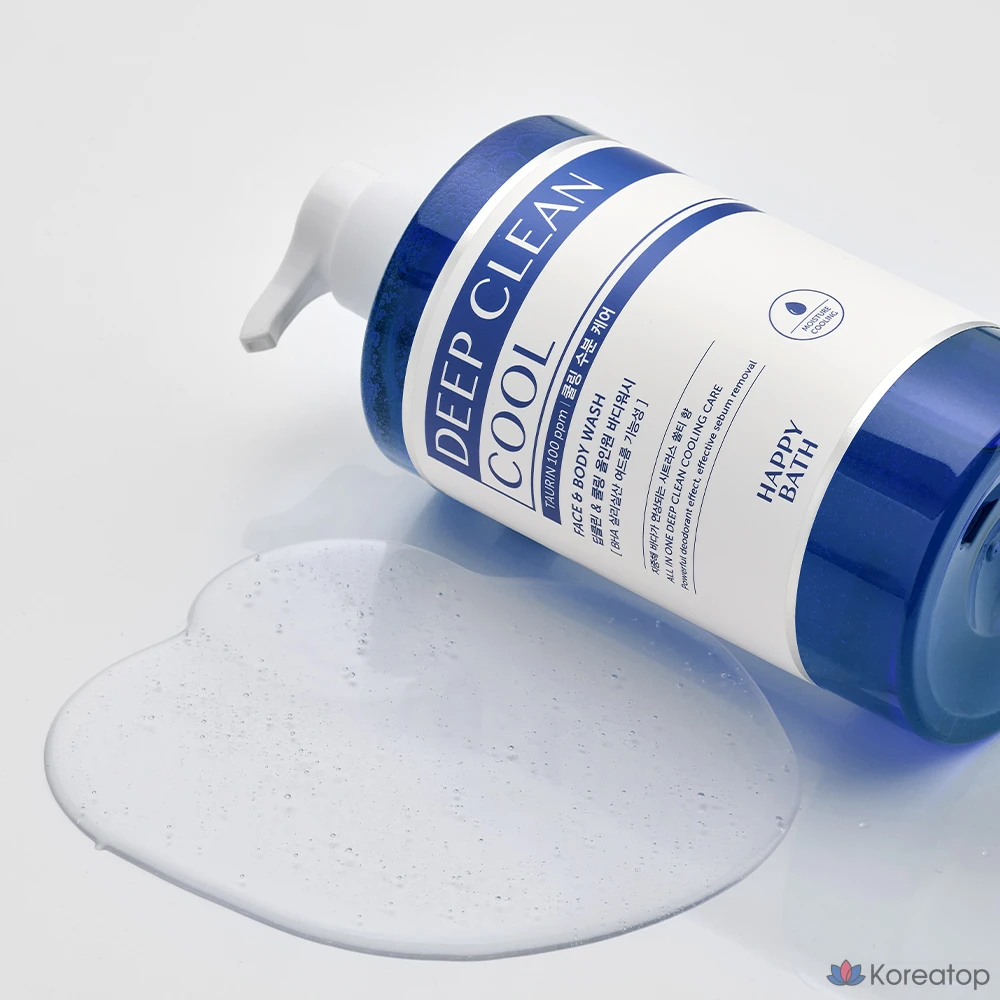 Гель для душа Happy Bath Deep Clean Menthol Cooling Care All-in-One, аромат Aqua Marine, 900 г, 1 шт.