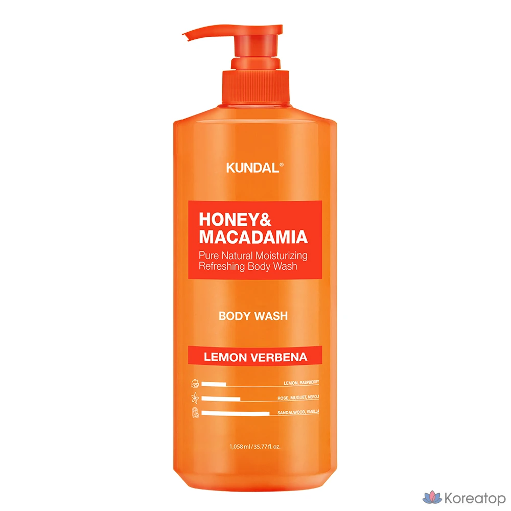 Гель для душа Kundal Honey & Macadamia Pure, лимонная вербена, 1,058 л, 1 шт.