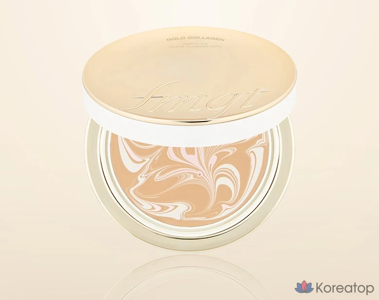 FMGT The Face Shop Gold Collagen Ampoule Glow Foundation 15g, 201 Apricot Beige, 1ea, фото 4