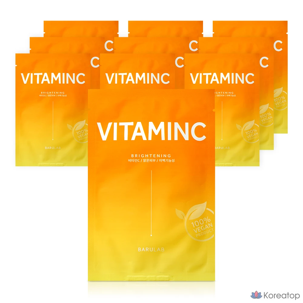 Маска для лица Barulab The Clean Vegan Mask Pack Skin Tone-Up с витамином С, 1 упаковка, 10 листов.