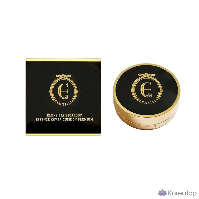 Сменный блок для тонального крема Elensilia Escargot Essence Cover Cushion Premium, 15 г, SPF50+, цвет «улиточная кожа», оттенок 21, светло-бежевый.