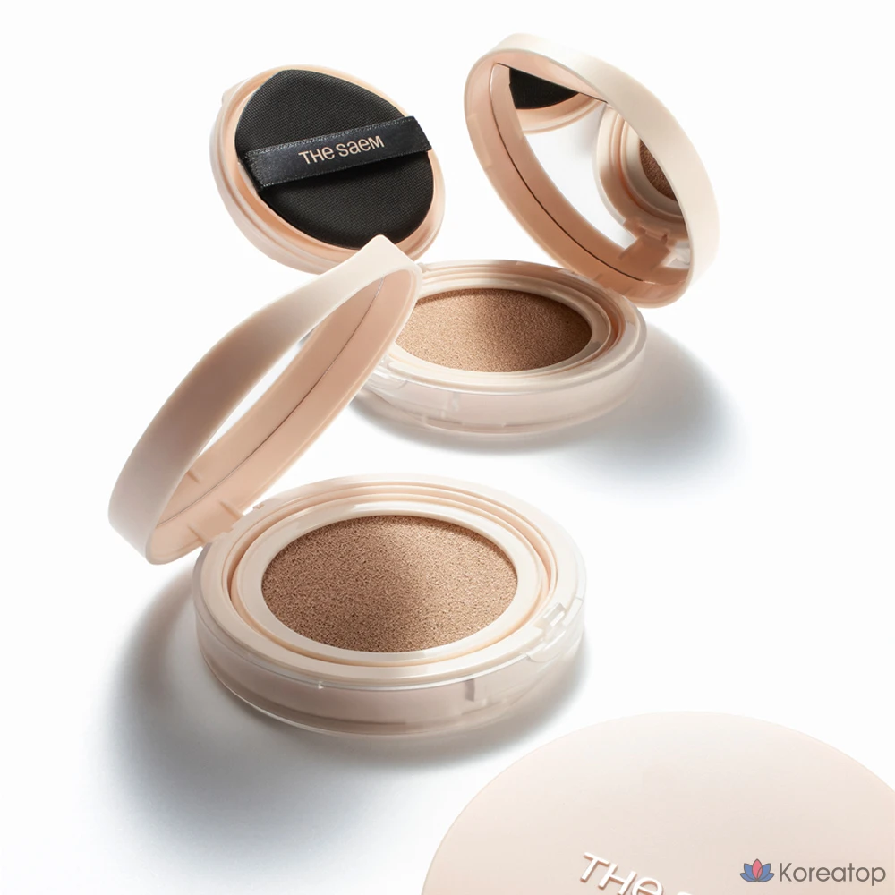 Консилер-кушон The Saem Cover Perfection Concealer Cushion Renew, оттенок 1.0 Clear Beige, 12 г + 12 г, 1 шт.