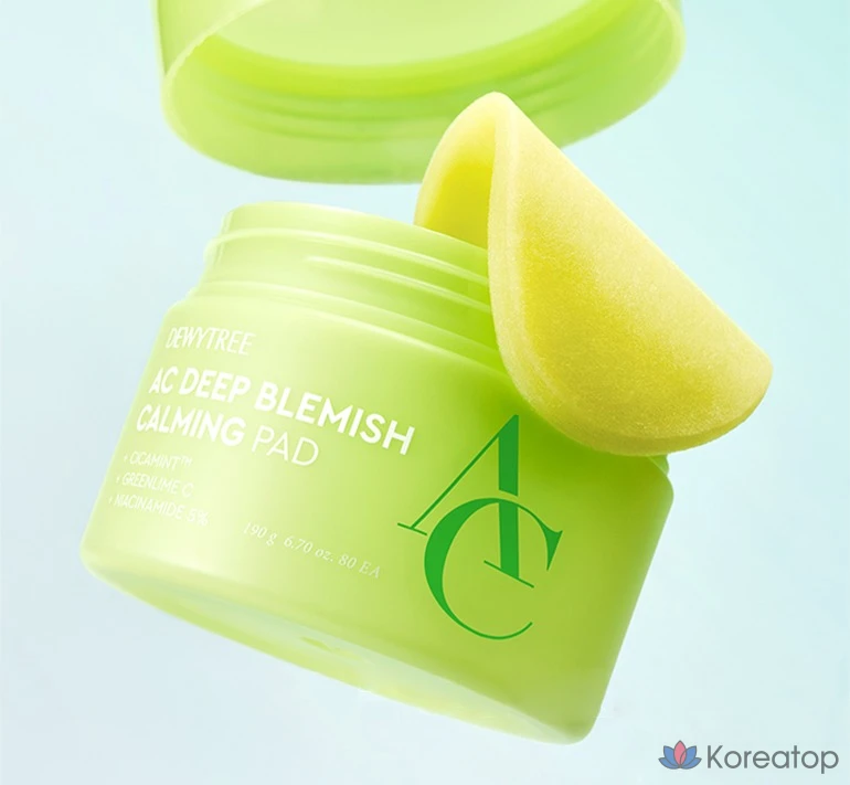 Успокаивающие подушечки для лица Dewytree AC Deep Trace от прыщей, 190 г, 80 листов, 1 шт.