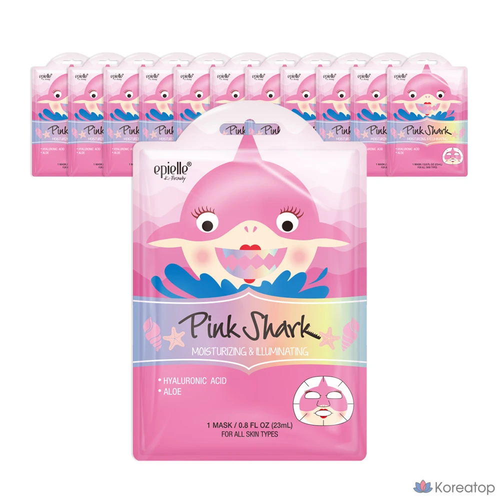 Набор масок Epielle с изображением розовой акулы, 1 упаковка, 12 штук., фото 4