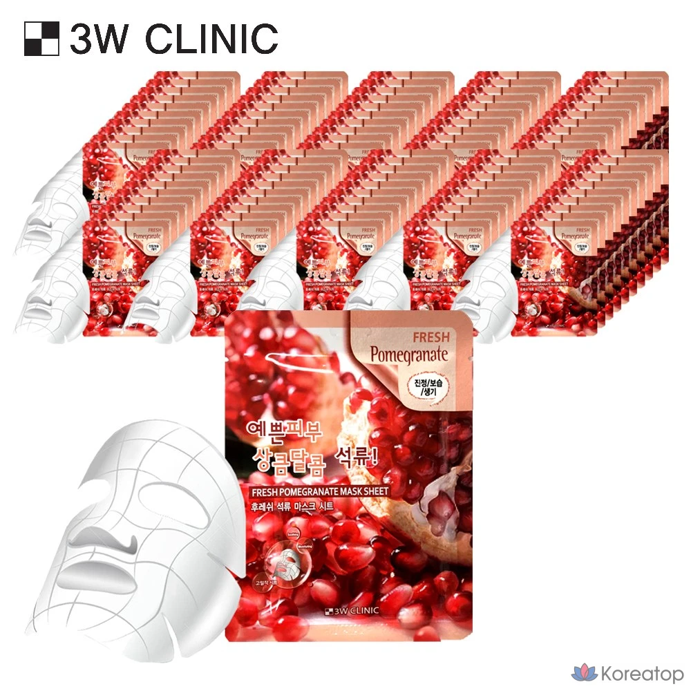 Тканевые маски для лица 3W Clinic, 1 коробка (600 шт.), 1 упаковка, 600 штук.