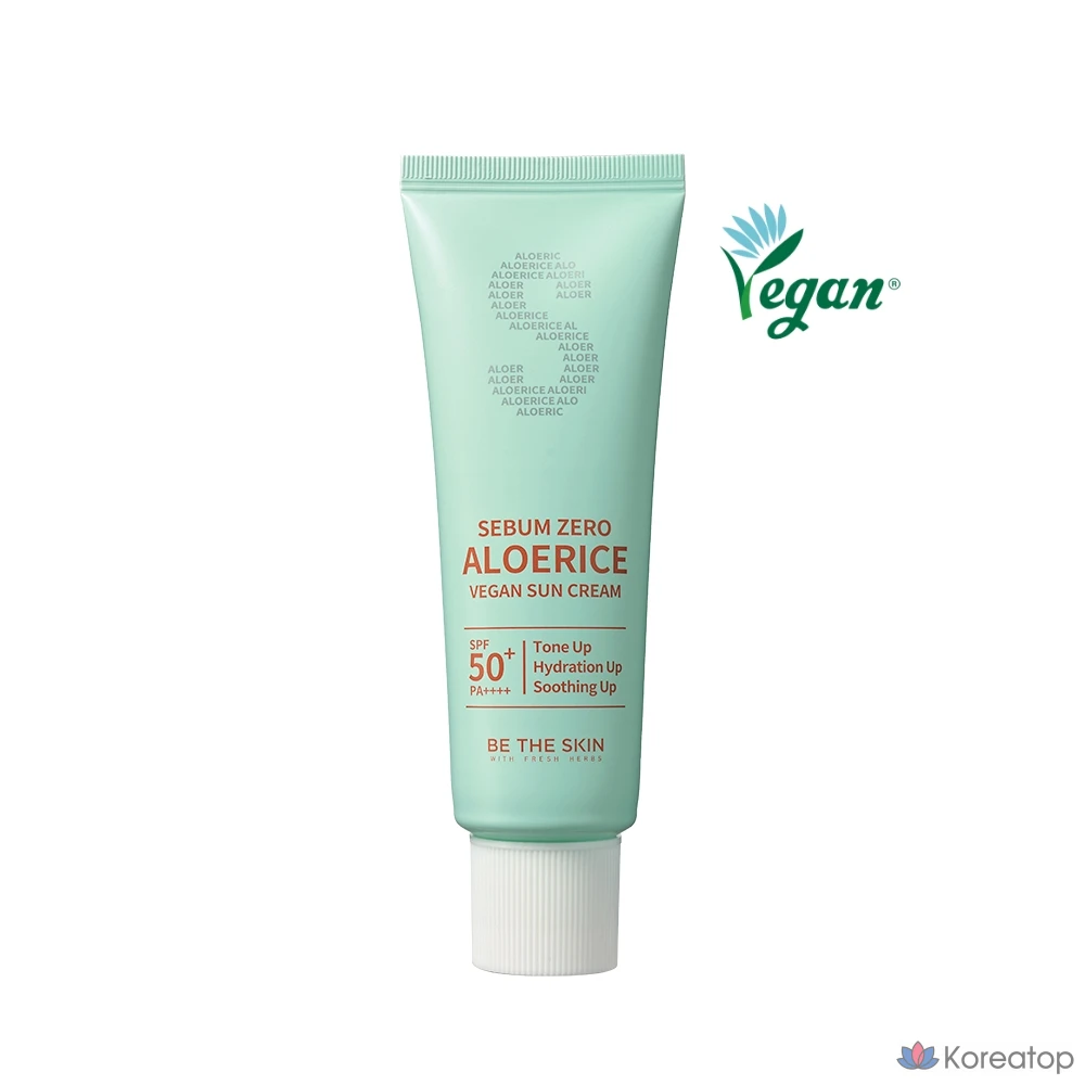 Солнцезащитный крем Be The Skin Sebum Zero с алоэ вера и рисом, веганский, SPF 50+ PA++++, 50 мл, 1 шт