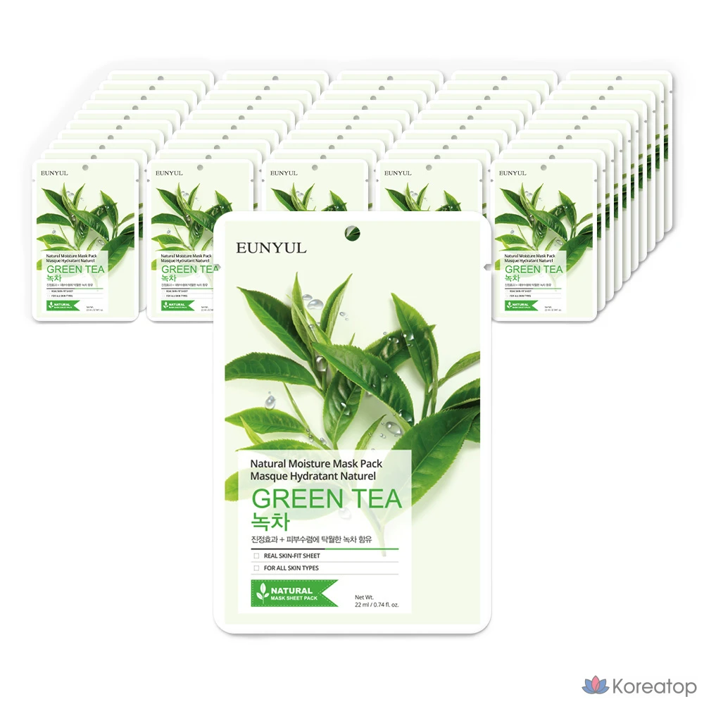 Маска для лица Eunyul с натуральным зеленым чаем, 1 упаковка, 250 листов.