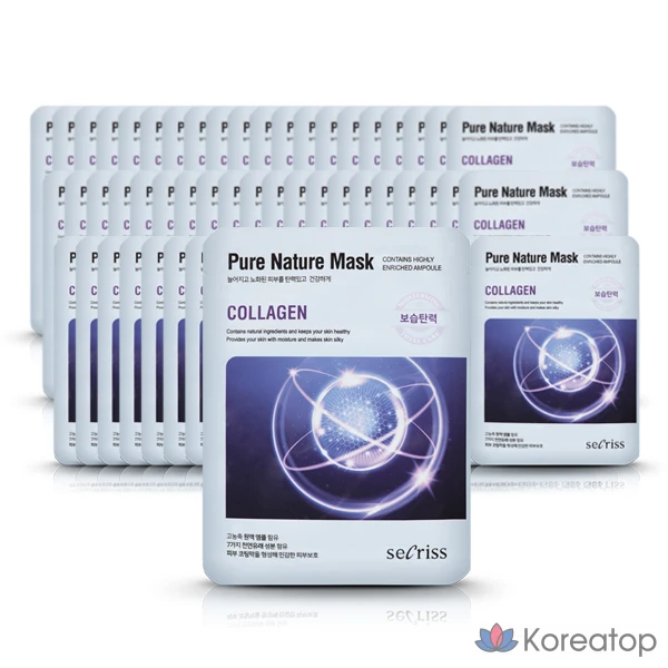 [Anskin] набор масок Secret Pure Nature Mask Pack, коллаген 25 мл x 60 листов, 60 штук, 1 упаковка