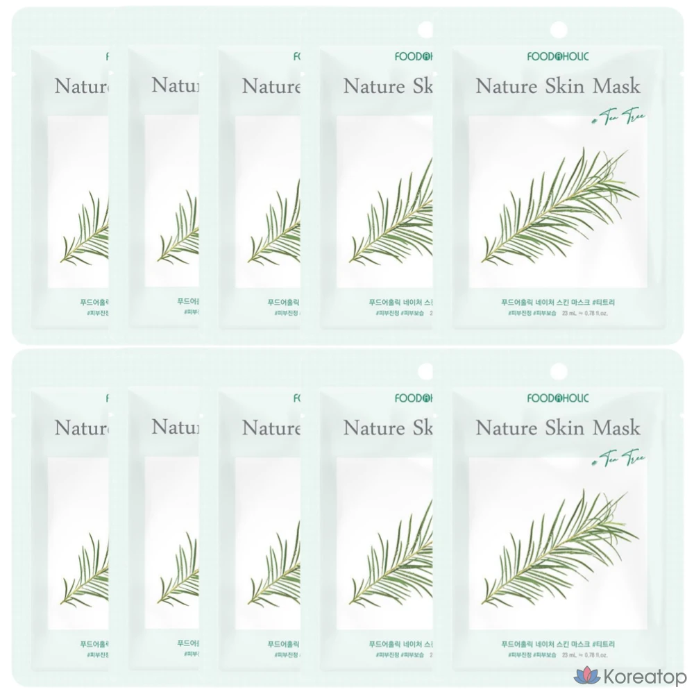 Тканевая маска для лица FoodaHolic Nature Skin Mask Pack Tea Tree, 90 шт.
