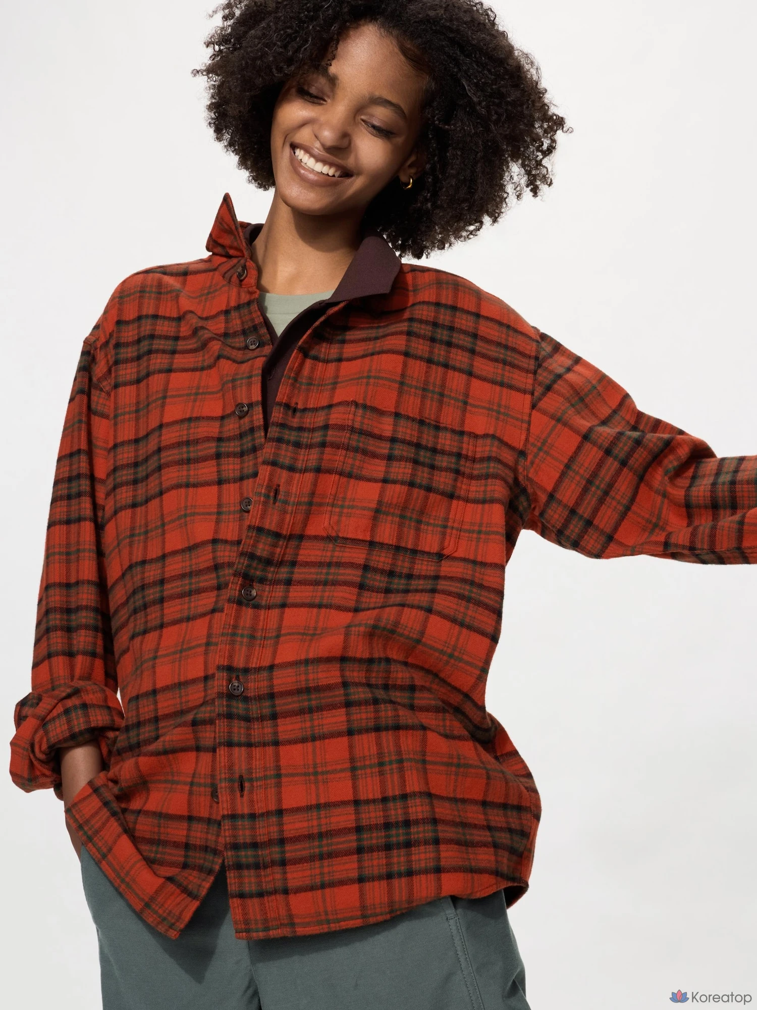Рубашка фланелевая Uniqlo, тартан