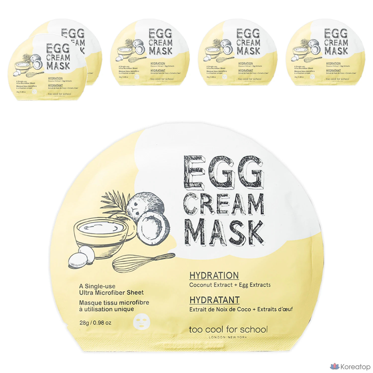 Увлажняющая маска для лица Too Cool For School Egg Cream Mask, 6 штук, 1 упаковка