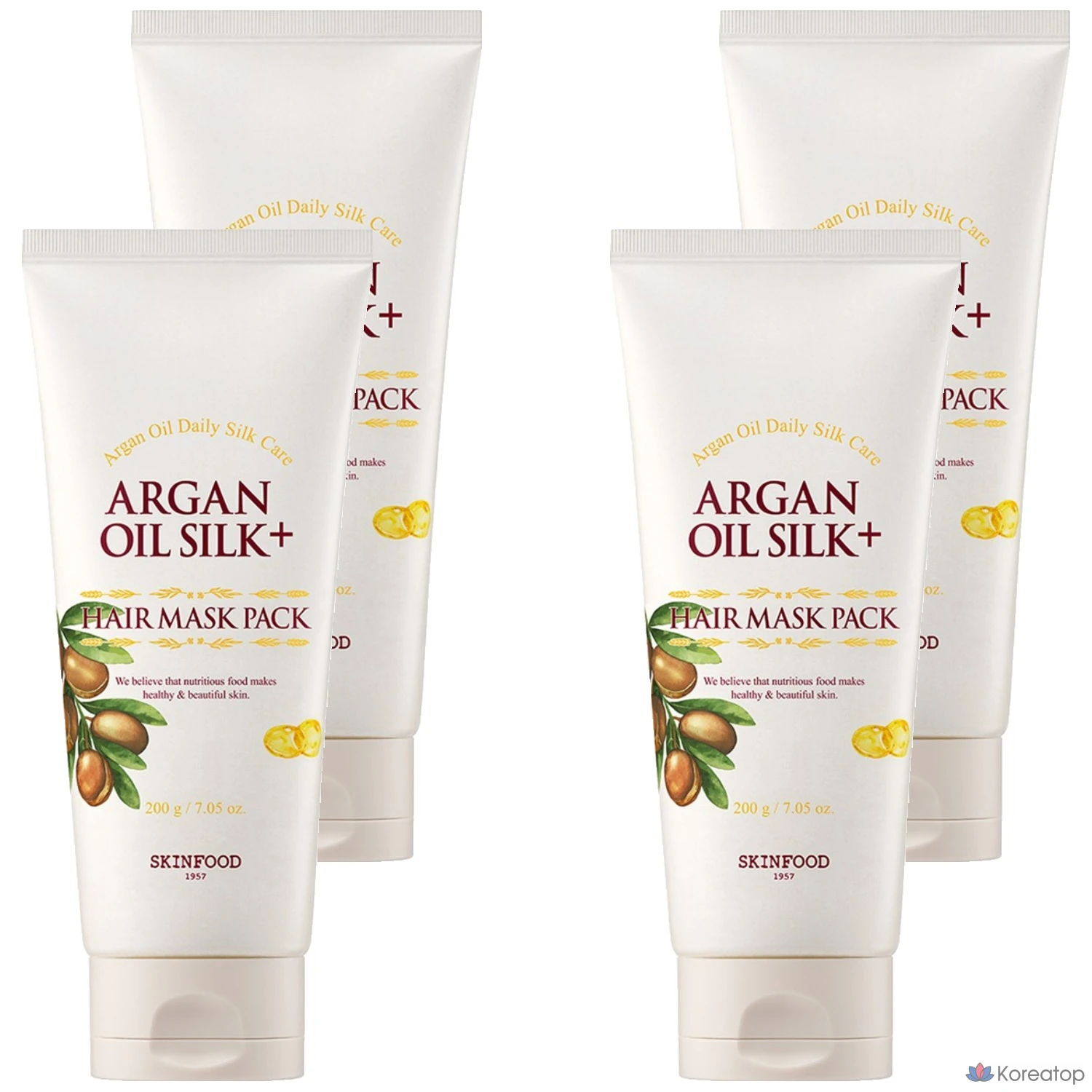 Набор из 4 масок для волос Skinfood Argan Oil Silk Plus с аргановым маслом, 200 г.