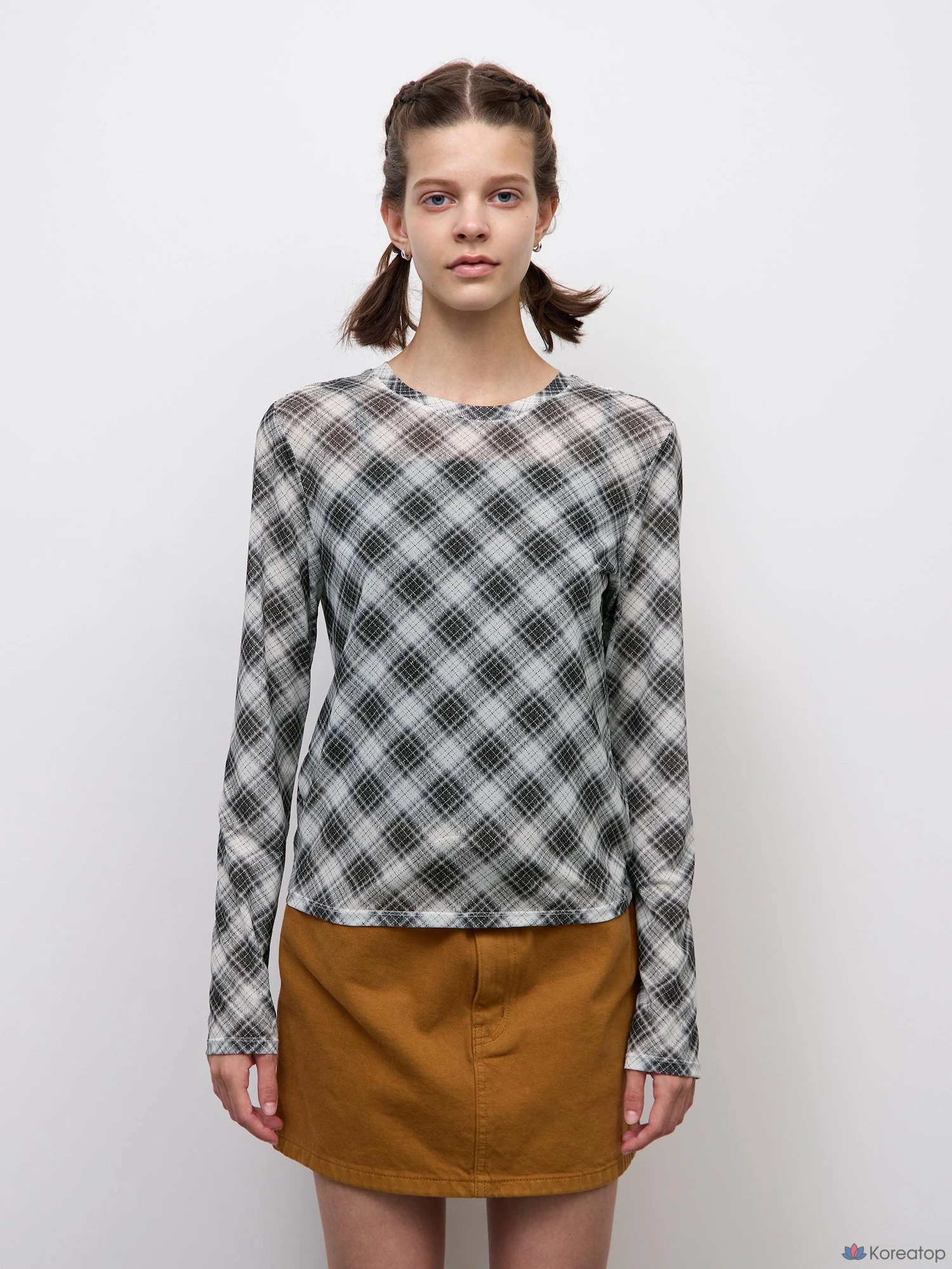Футболка с длинным рукавом Uniqlo Sheer Check Long Sleeve T-Shirt