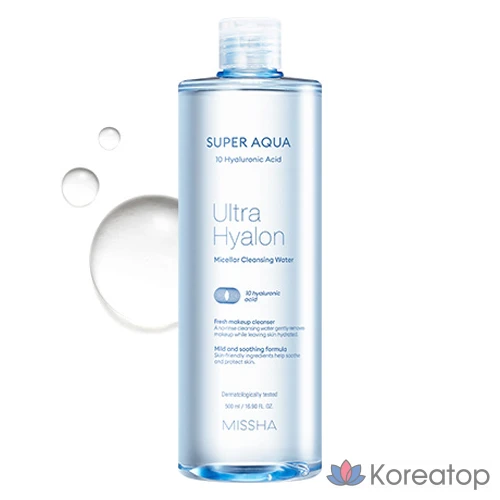 Мицеллярная очищающая вода Missha Super Aqua Ultra Hyalon, 500 мл, 1 шт.